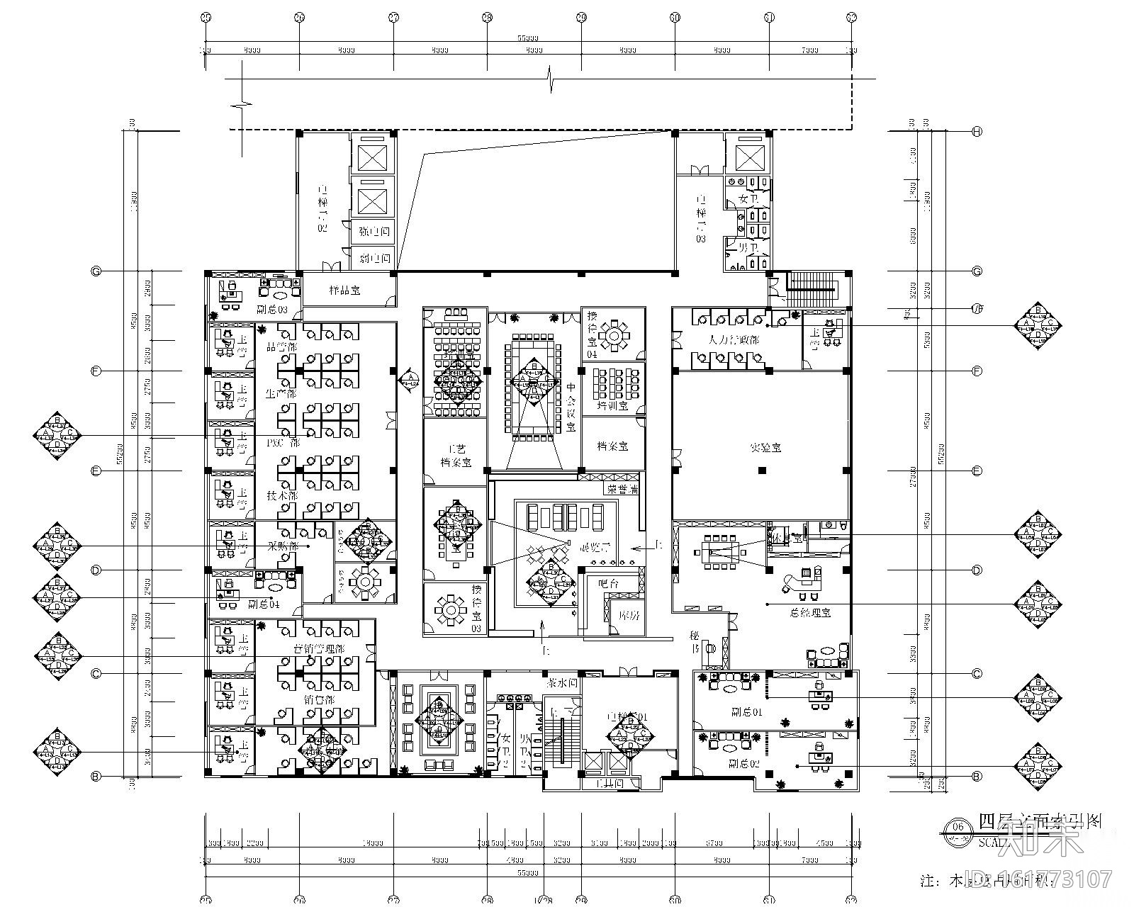 [北京]金德威科技园办公楼室内装修施工图+效果图cad施工图下载【ID:161773107】