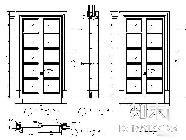 厨房趟门详图cad施工图下载【ID:168177125】
