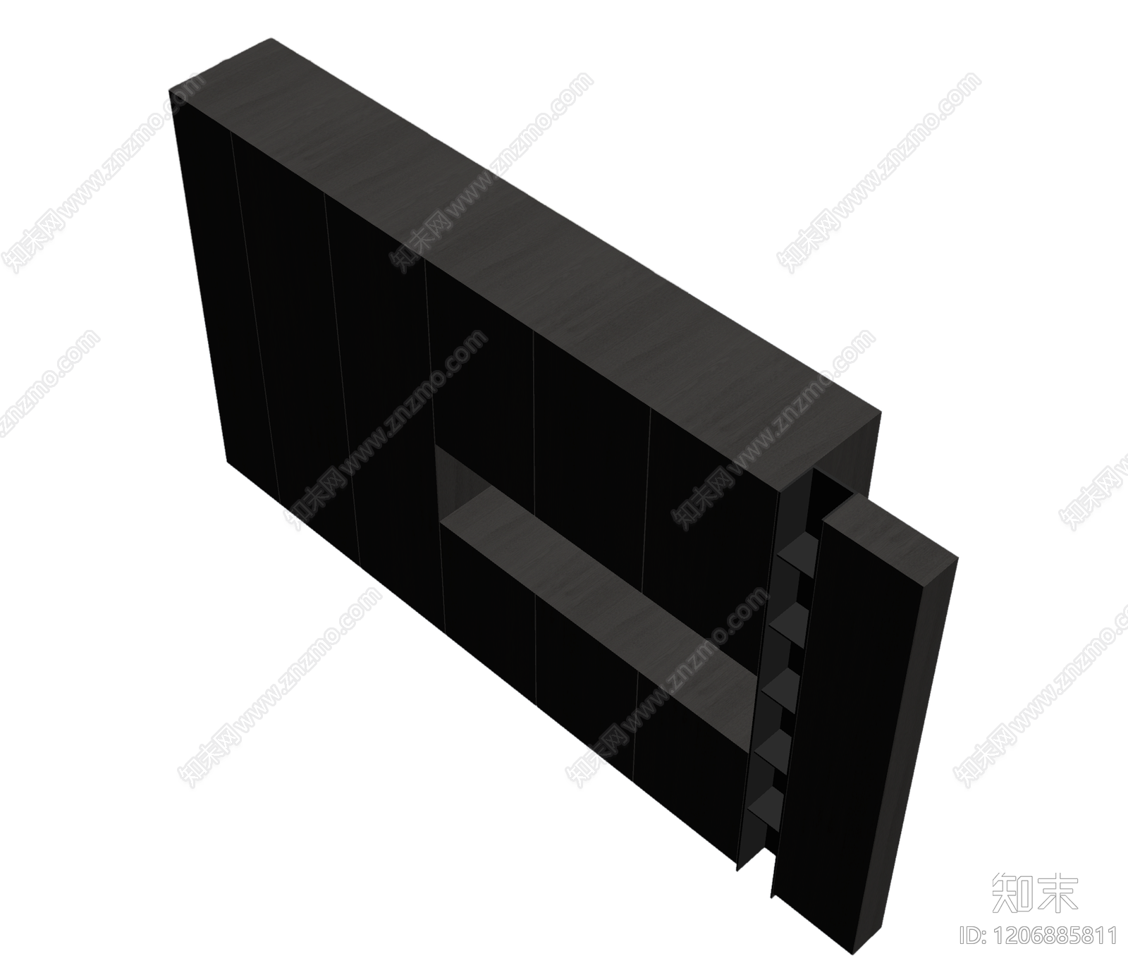 深色木纹电视墙3D模型下载【ID:1206885811】