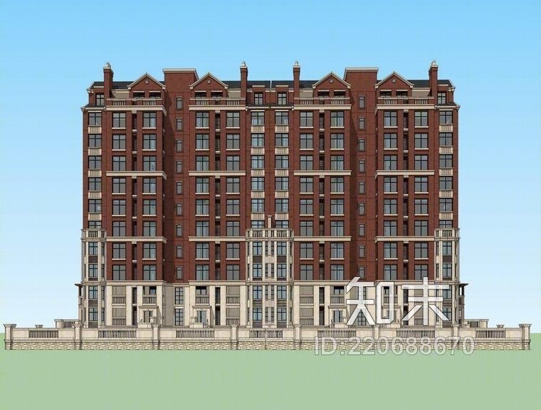 英伦风格洋房SU模型下载【ID:220688670】