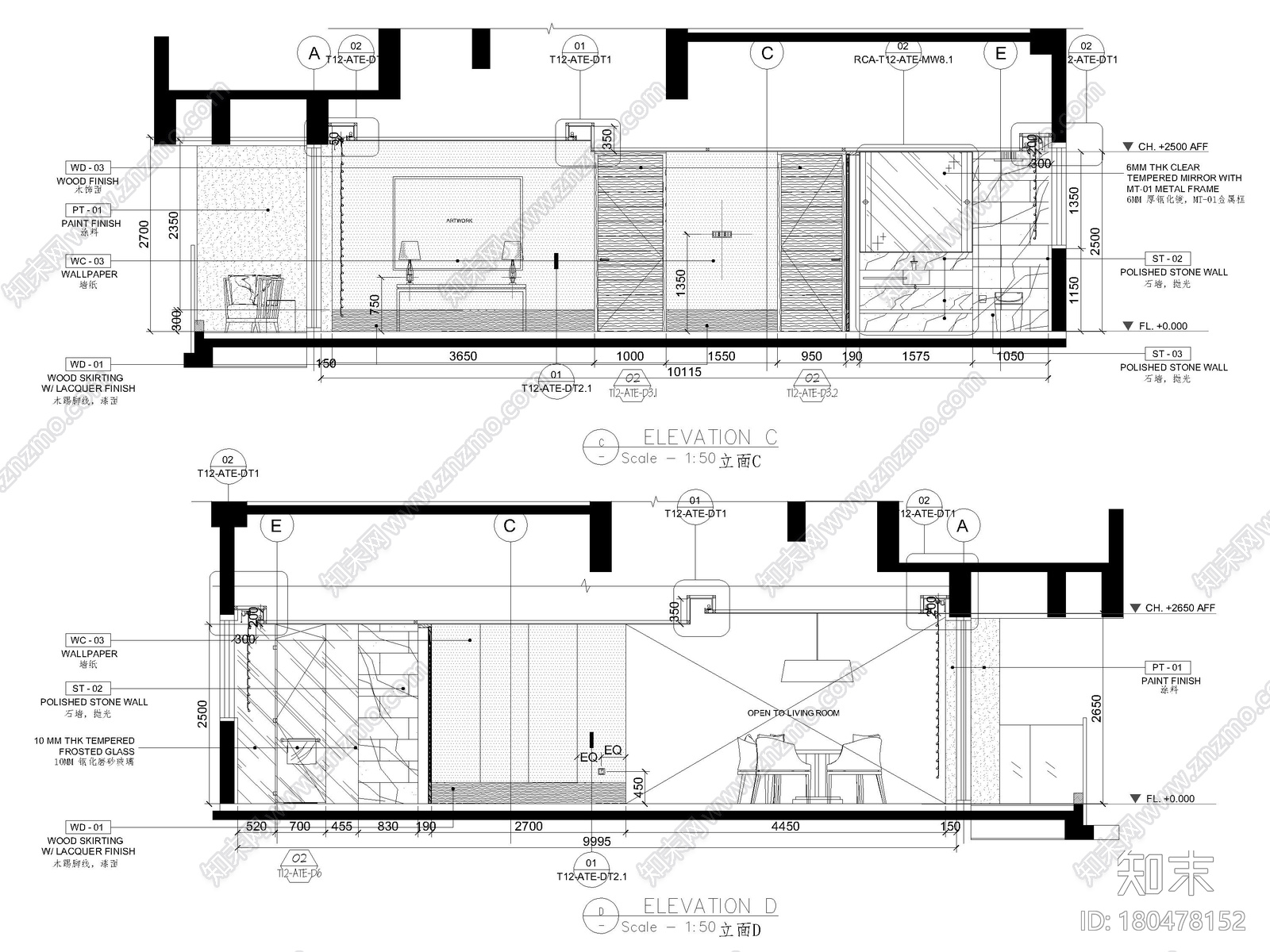 [三亚]山海天328㎡现代三居复式公寓施工图施工图下载【ID:180478152】