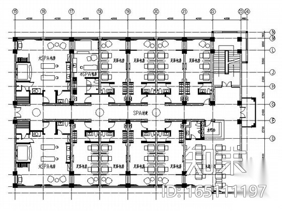 [江苏]高级技工学校高档SPA中心装修施工图cad施工图下载【ID:165111197】