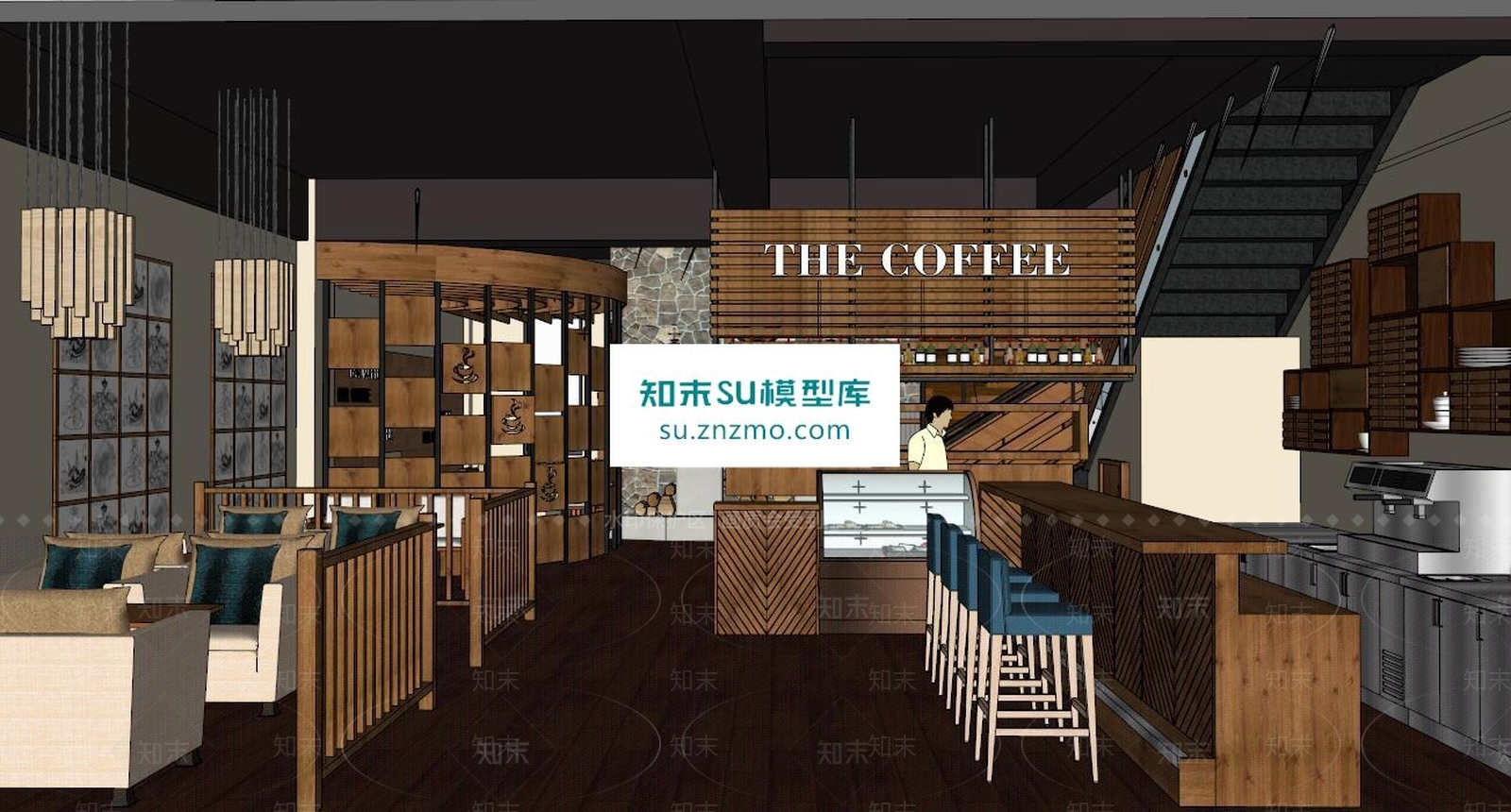 西餐厅咖啡厅餐桌椅SU模型下载【ID:167323196】