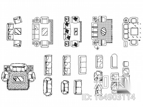 家居平面cad图块cad施工图下载【ID:164903114】
