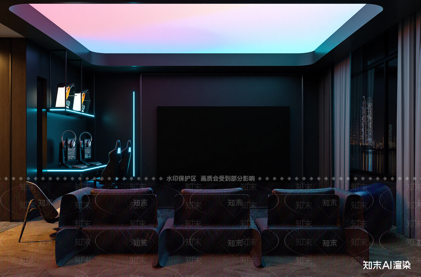 现代影音室3D模型下载【ID:1214986291】