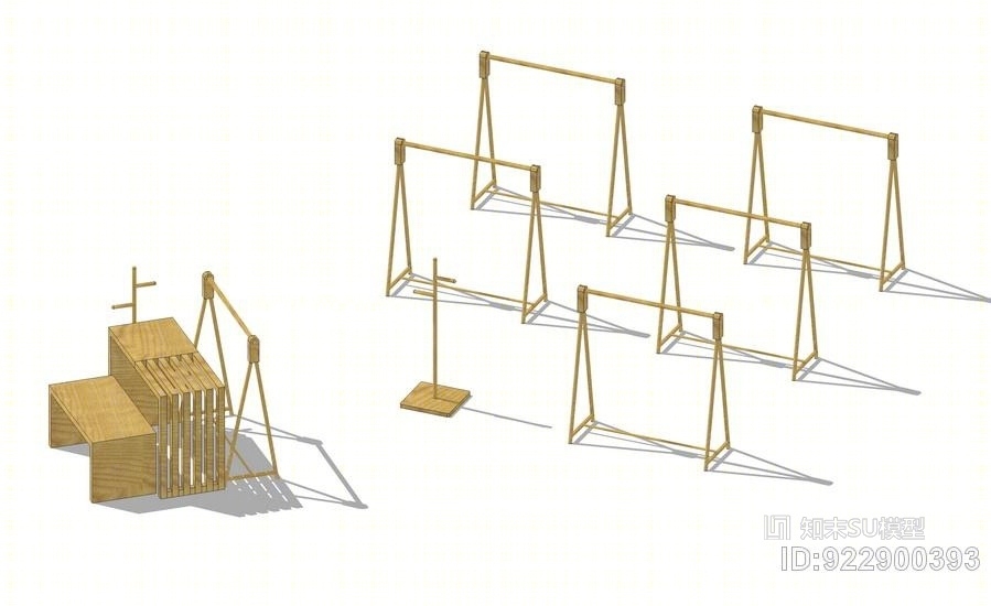 服装店衣架SU模型下载【ID:922900393】