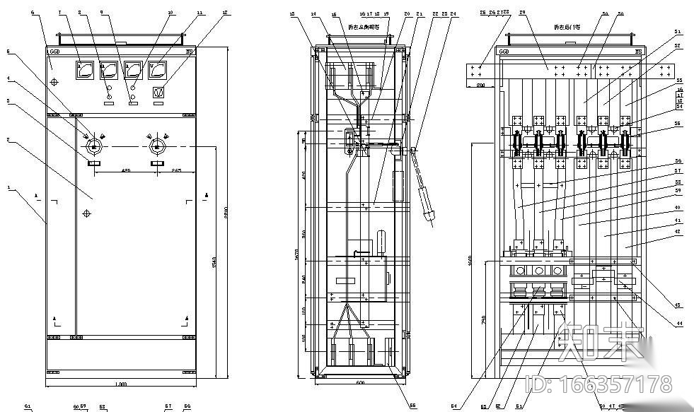 GGD配电柜大样图cad施工图下载【ID:166357178】