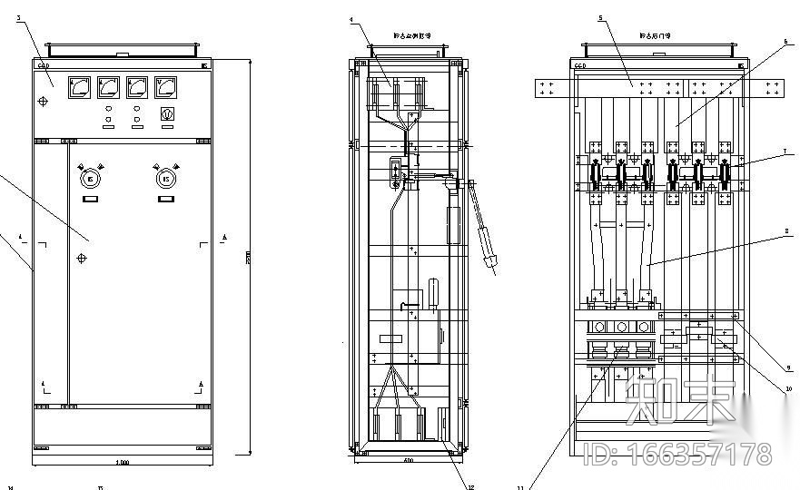 GGD配电柜大样图cad施工图下载【ID:166357178】