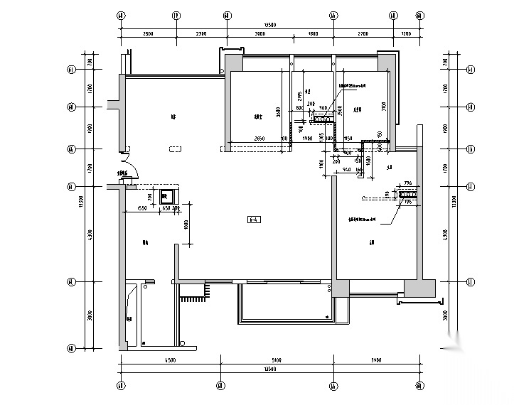 中心6A户型住宅设计施工图附效果图施工图下载【ID:160104117】