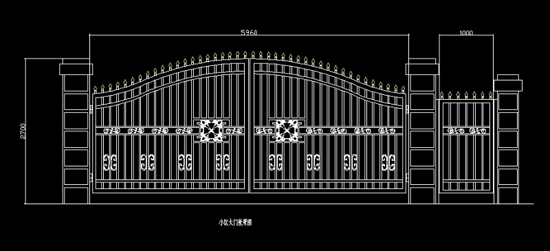 小区入口铁艺大门cad图cad施工图下载【ID:149710113】