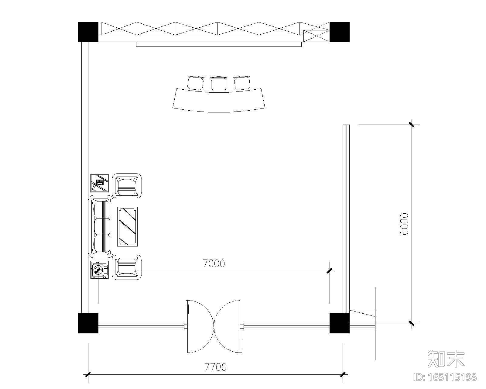 某办公室精装修装饰设计施工图纸（CAD）施工图下载【ID:165115198】