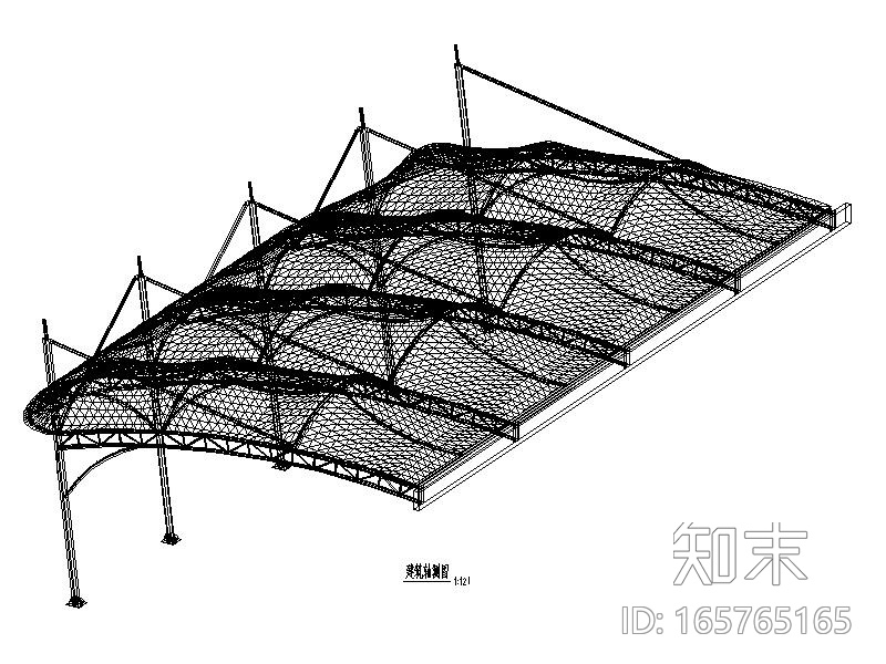 遮雨棚膜结构施工图（遮棚膜，2013）施工图下载【ID:165765165】