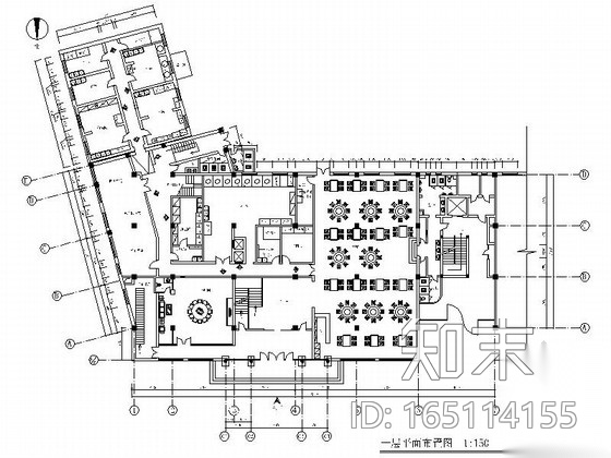 [北京]精品老字号中式风格烤肉店室内装修施工图cad施工图下载【ID:165114155】