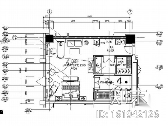 [唐山]高档连锁五星级酒店大床房施工图（含效果）cad施工图下载【ID:161942126】