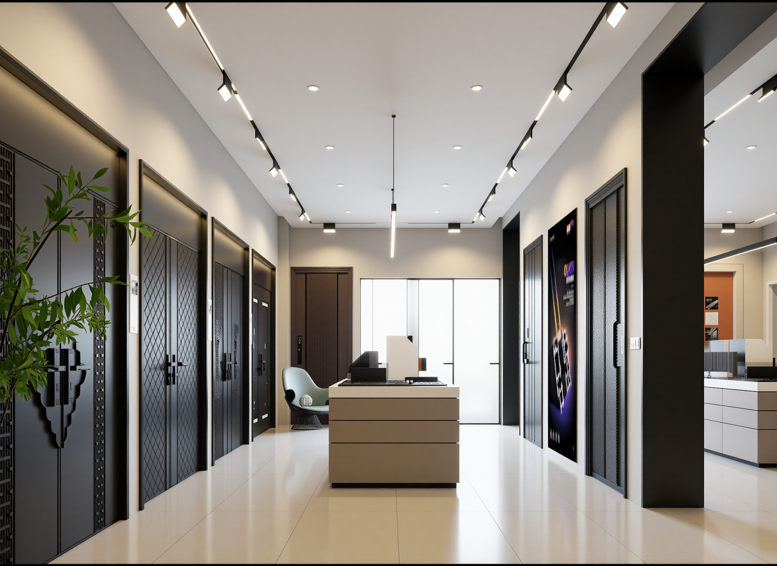 现代门窗展厅3D模型下载【ID:1214651732】