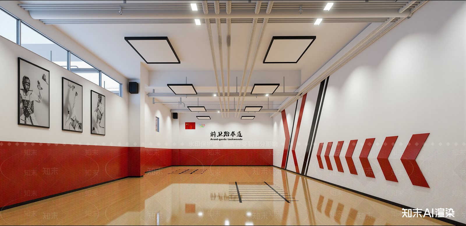 现代篮球场SU模型草图