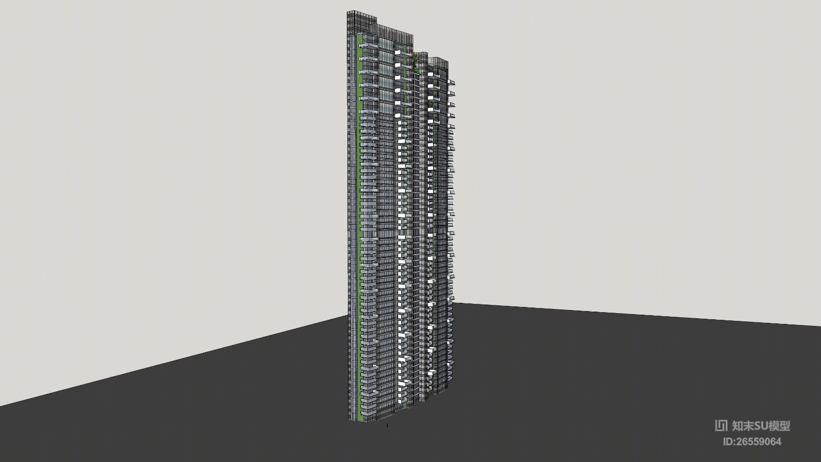 现代高层住宅SU模型下载【ID:26559064】