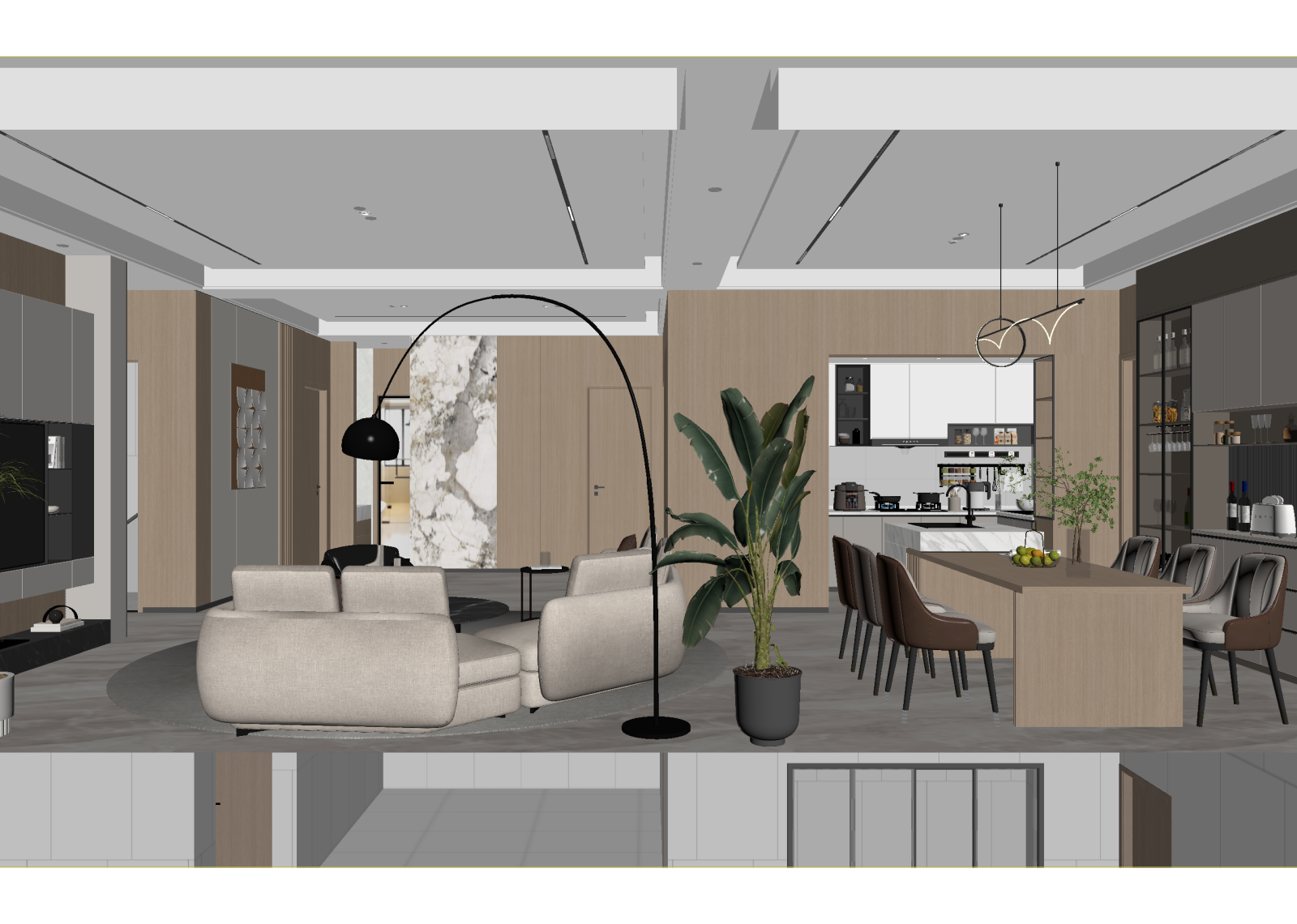 现代客餐厅3D模型下载【ID:1215137882】