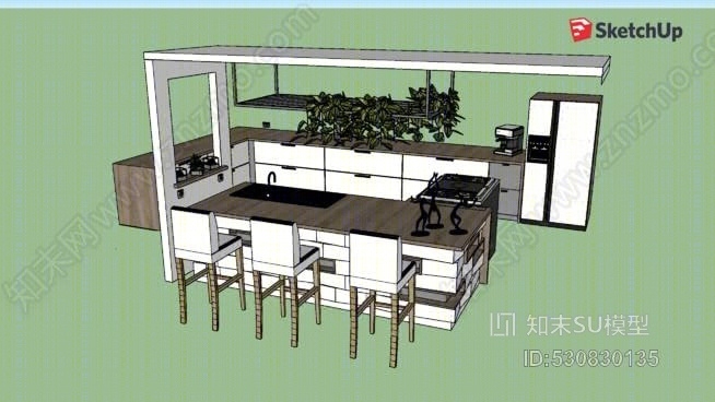 烹饪现代厨房SU模型下载【ID:530830135】