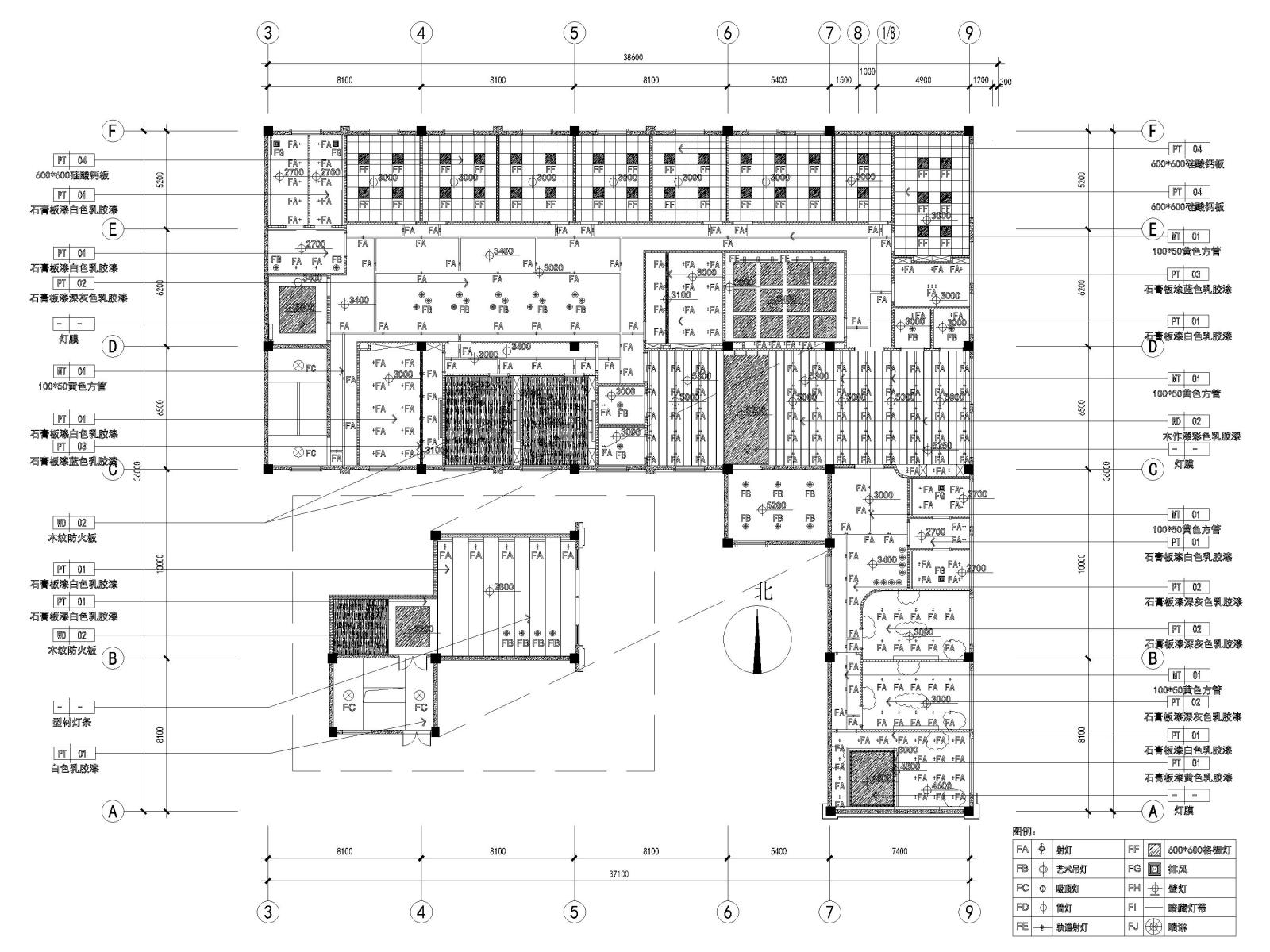 江苏800㎡英语培训中心室内装饰施工图cad施工图下载【ID:1131206844】