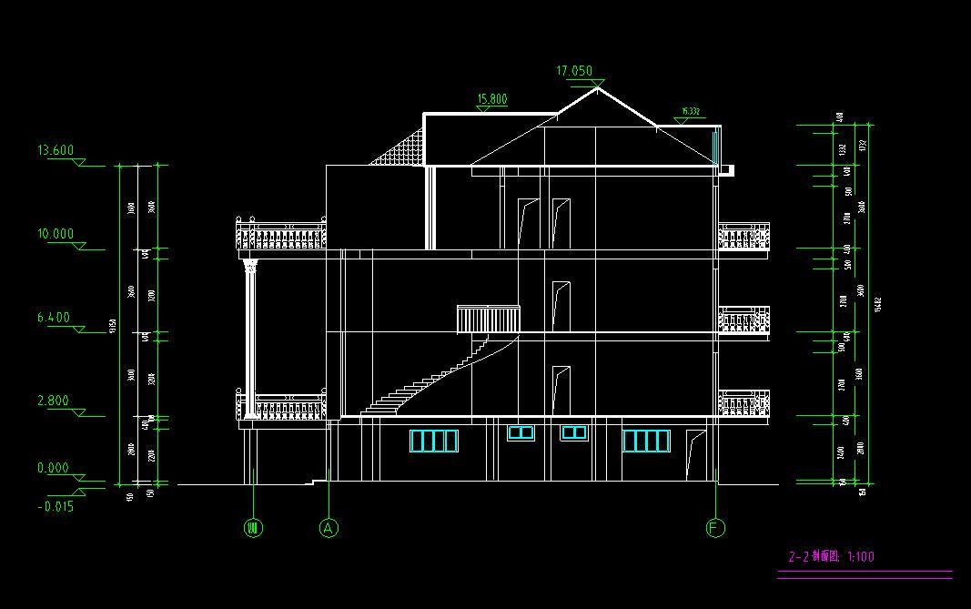 三层带阁楼复古独栋别墅建筑设计（框架结构）施工图下载【ID:149863176】