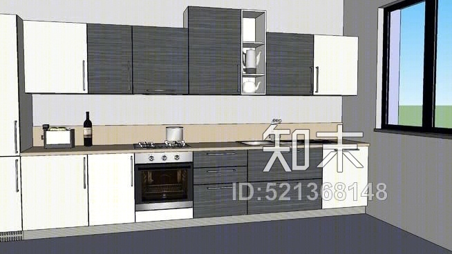 2现代厨房厨房2SU模型下载【ID:521368148】