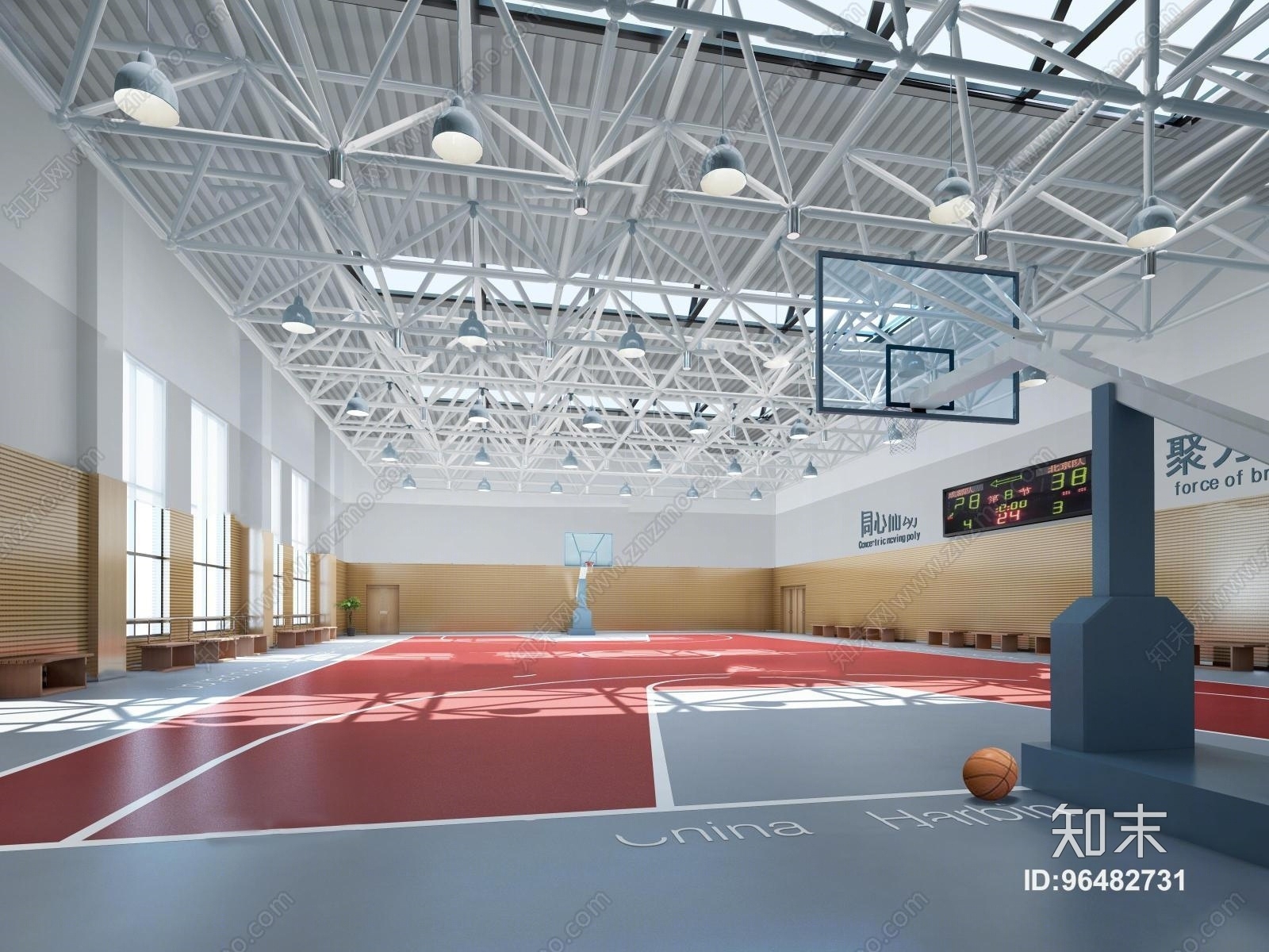 现代室内篮球馆3D模型下载【ID:96482731】
