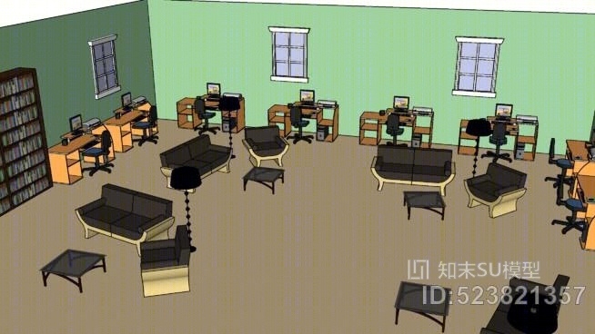学校学习室SU模型下载【ID:523821357】