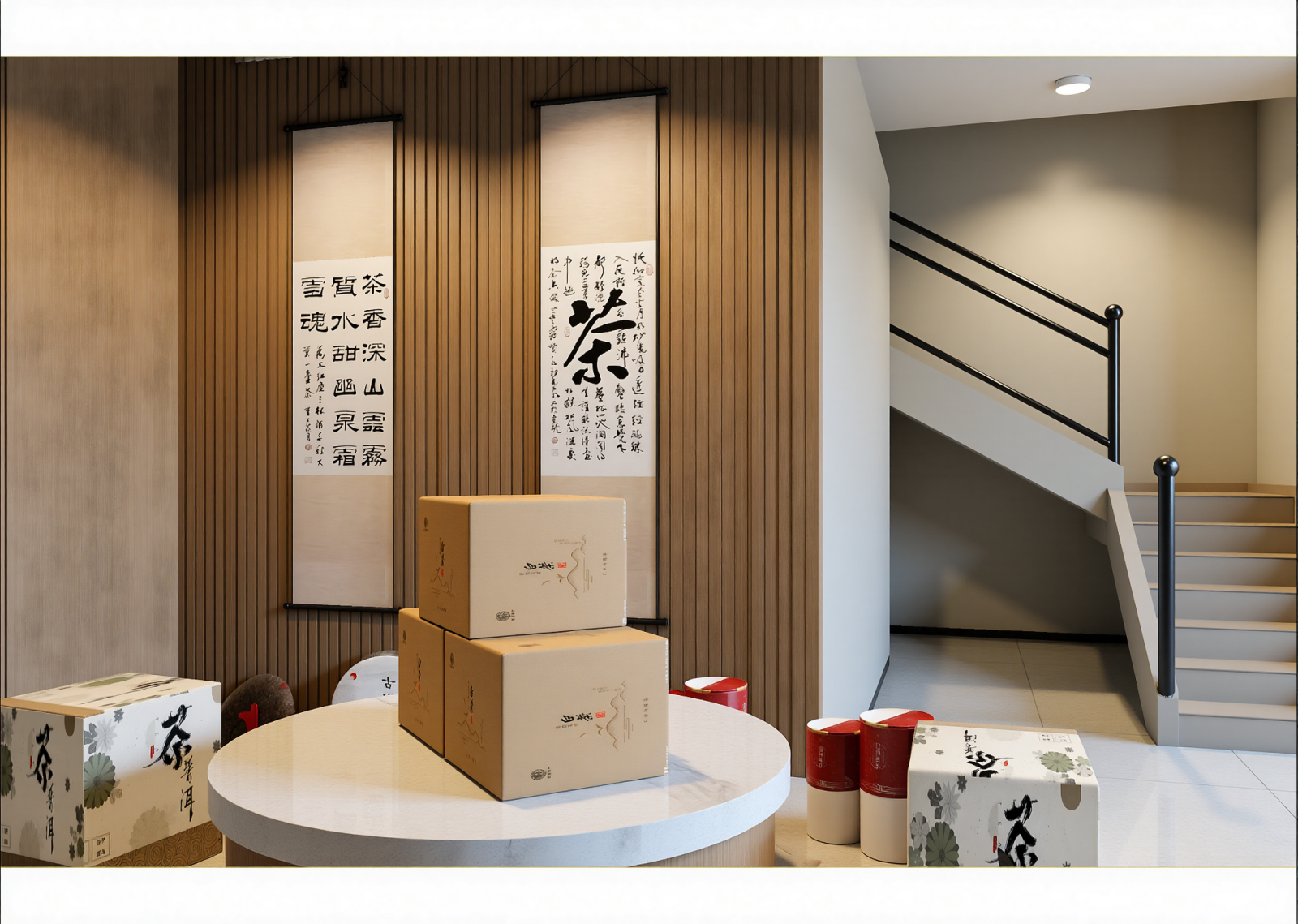 现代茶展厅3D模型下载【ID:1215196931】