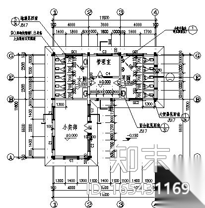 某旅游景点小卖部（带公厕）建筑施工cad施工图下载【ID:165431169】