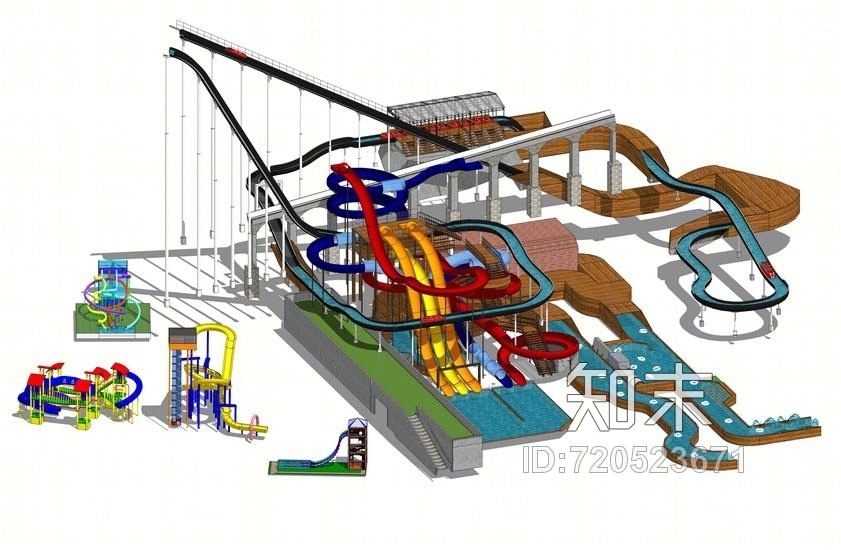 水上乐园设施SU模型下载【ID:720523671】