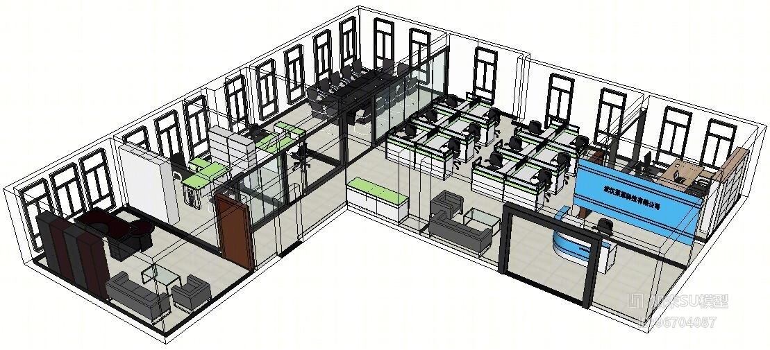 光谷金融港办公空间设计SU模型下载【ID:96704087】