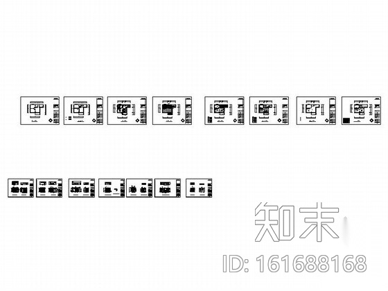 地中海风格小户型一居室装修图cad施工图下载【ID:161688168】
