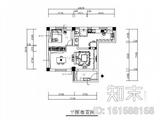 地中海风格小户型一居室装修图cad施工图下载【ID:161688168】