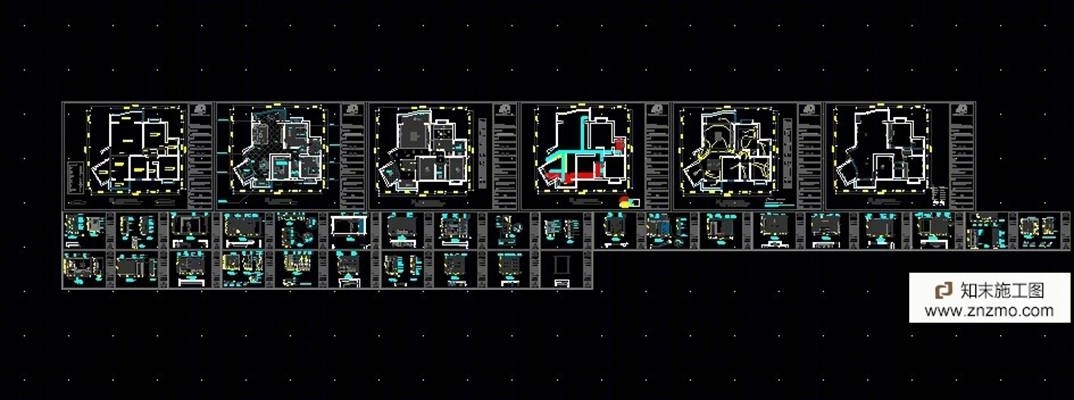 现代三室两厅施工图施工图下载【ID:36932469】