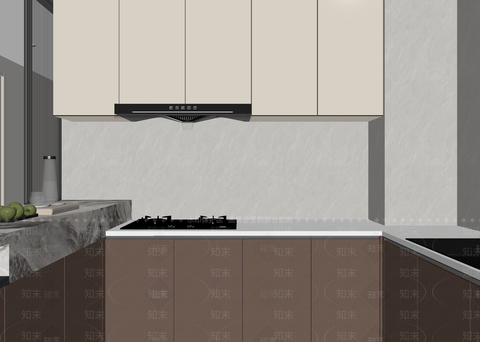 极简开放式厨房3D模型下载【ID:1215191791】