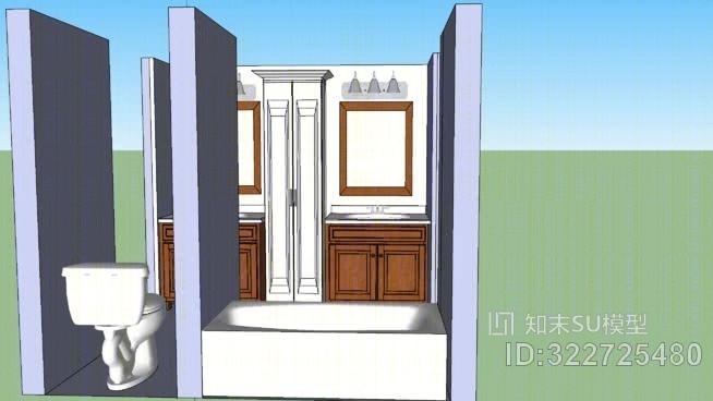 双虚荣与塔式浴室SU模型下载【ID:322725480】