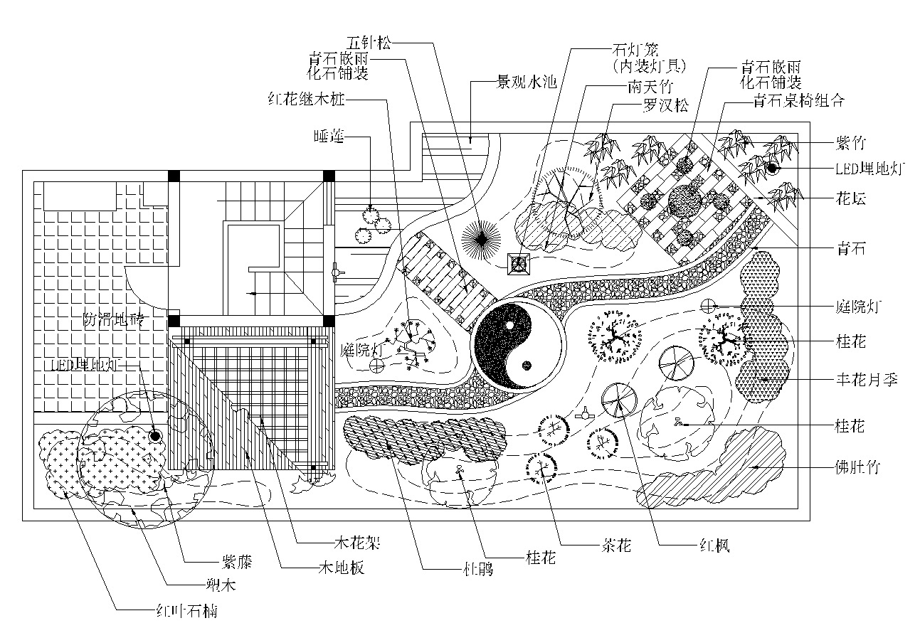 23套屋顶花园绿化方案设计1-10cad施工图下载【ID:160910155】