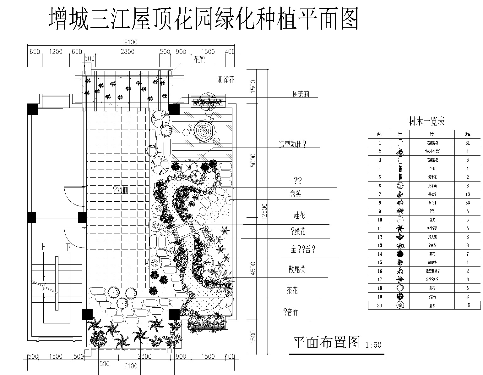 23套屋顶花园绿化方案设计1-10cad施工图下载【ID:160910155】