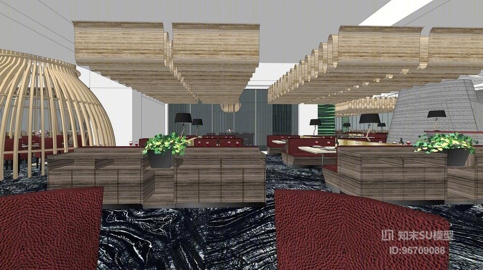 现代火锅餐厅SU模型下载【ID:96709088】
