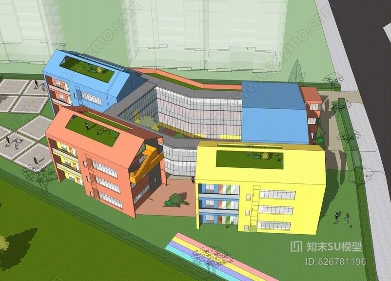 现代幼儿园SU模型下载【ID:826781196】