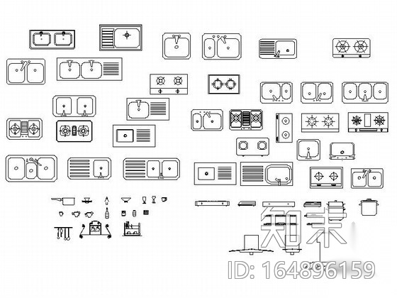 厨房用品cad施工图下载【ID:164896159】
