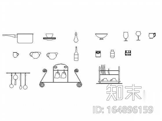 厨房用品cad施工图下载【ID:164896159】