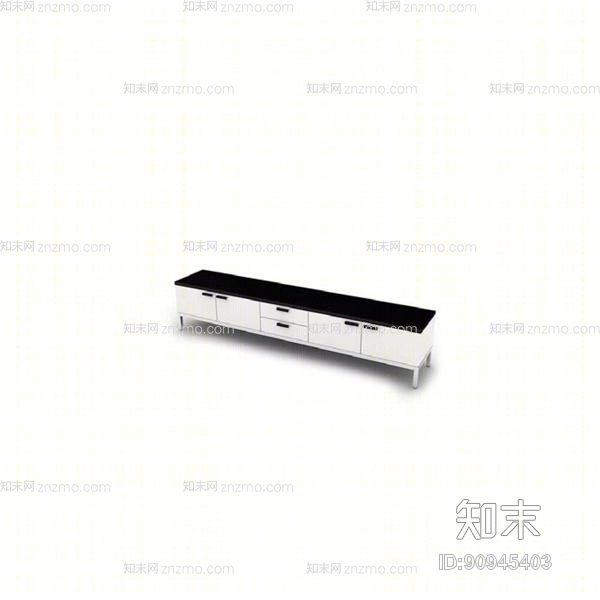 现代白色木艺电视柜3D模型下载【ID:90945403】