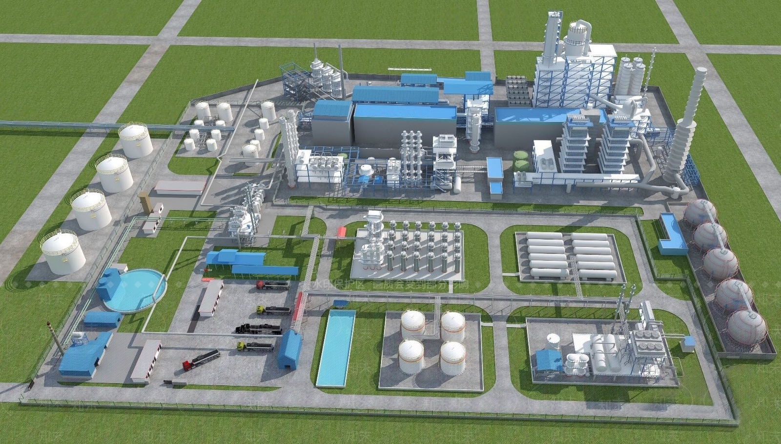 现代工厂设备鸟瞰3D模型下载【ID:471873007】