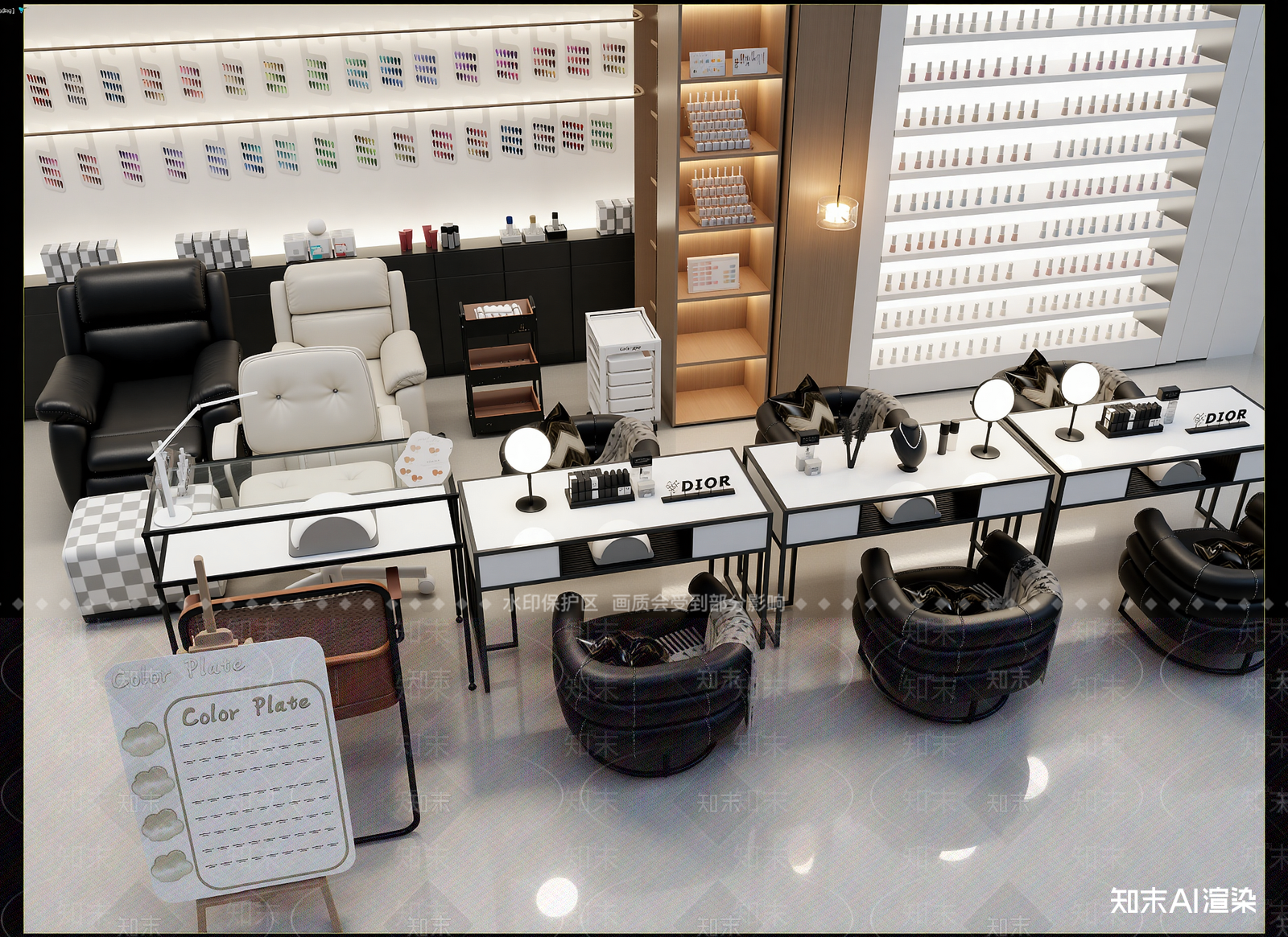 现代化妆品展台3D模型渲染效果图