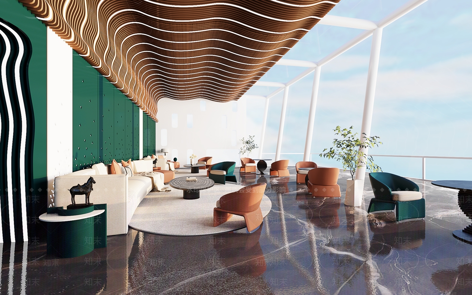 现代酒店休息区3D模型下载【ID:986253048】