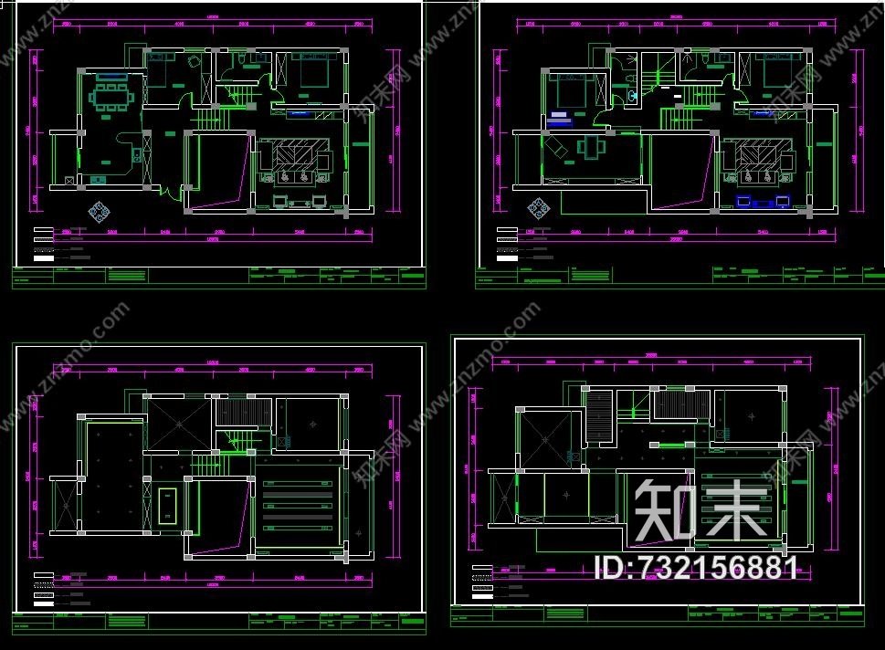 农村自建花园别墅室内施工图含实景cad施工图下载【ID:732156881】