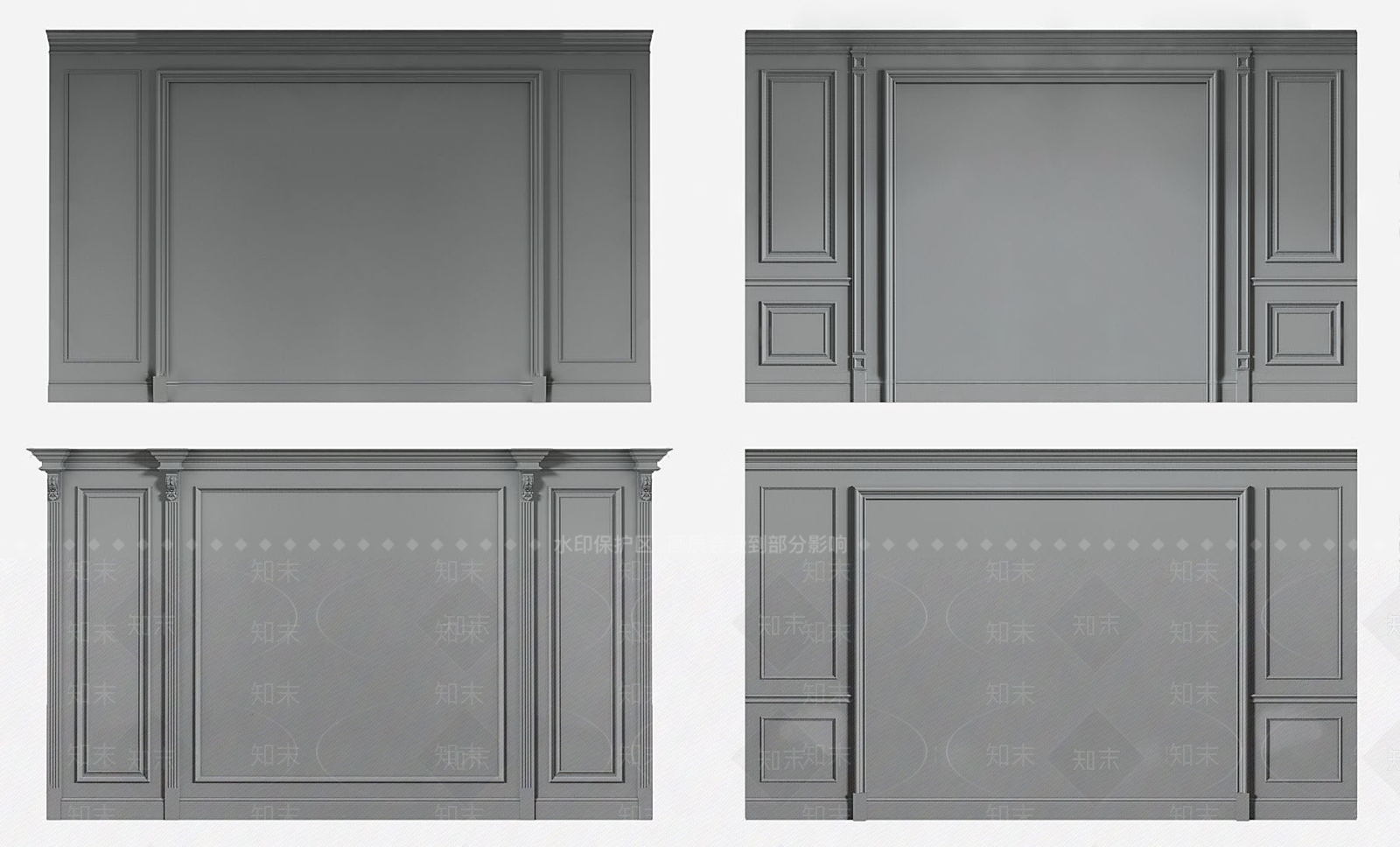 美式简约电视背景墙3D模型下载【ID:172180162】