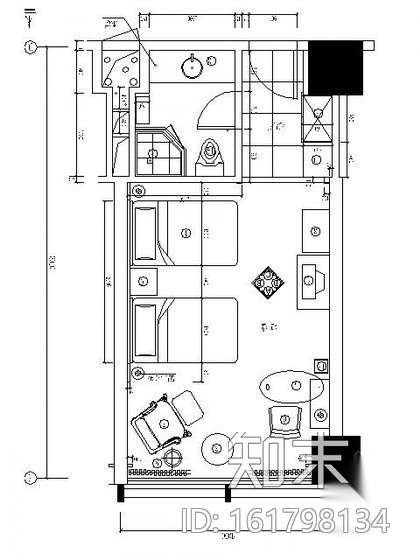 五星酒店标准双人房施工图cad施工图下载【ID:161798134】